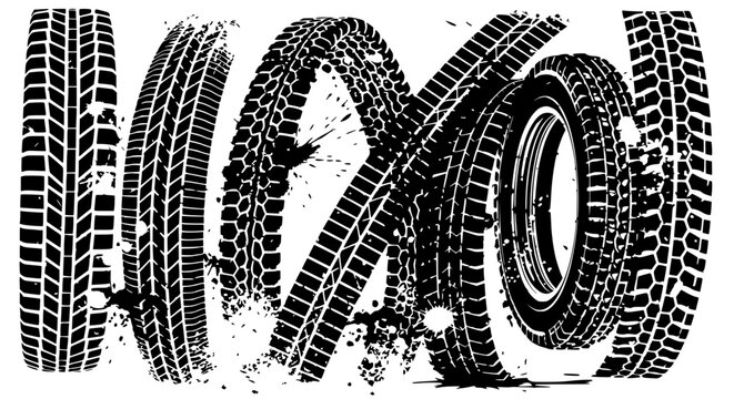Tire Tracks and Mud Splatter Grunge Design