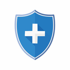 Obraz premium Blue Shield with White Cross Icon