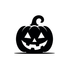 Bold Jack-o’-Lantern Pumpkin Silhouette – Minimal Halloween Vector on White Background © Kamrujjahan
