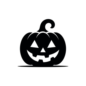 Bold Jack-o&rsquo;-Lantern Pumpkin Silhouette &ndash; Minimal Halloween Vector on White Background