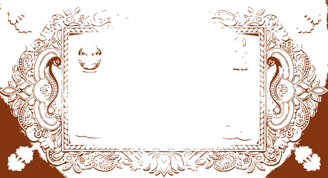 Ornate Vintage Frame with Seahorse Motifs, Decorative Border Design