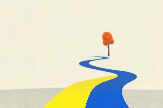 A path of righteousness, minimalist vector style illustration
