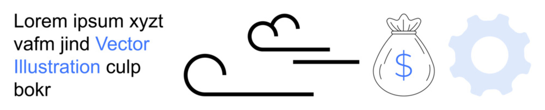 Financial planning, economic growth, investment strategies, wealth management, process optimization, savings concept. Art features wind, money bag dollar sign and gear. Financial growth