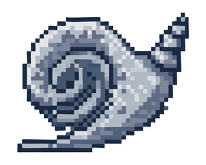 Obraz premium Large grey sea shell pixel art for ocean exploration and beach collection assets in island themed adventure video games