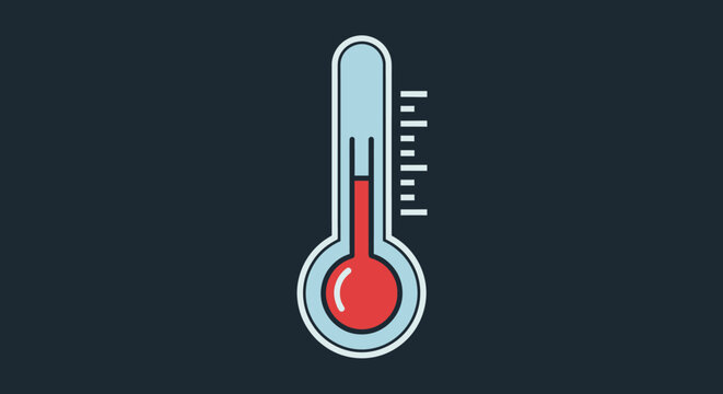 Digital illustration of rising temperature thermometer.