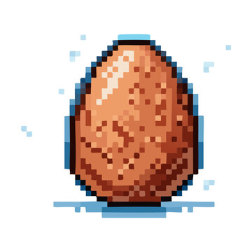 Realistic brown textured egg for pet collection game breeding system biology education poultry science organic farming symbol nature growth development pixel art