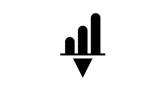 Location pin icon with rising bar chart symbol representing analytics and data visualization.