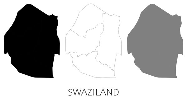 Swaziland map in high quality (black, white, grey)