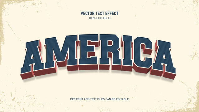 America text effect, memorial day retro vintage text effect
