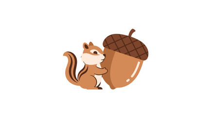 Squirrel holding large acorn nut. © MUDAYANAH