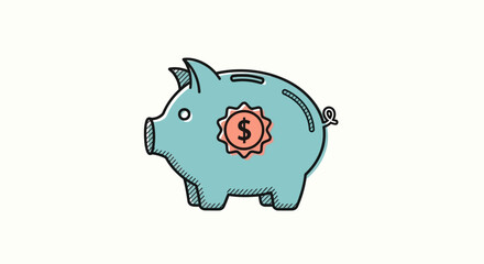 Teal Piggy Bank Savings. © MUDAYANAH