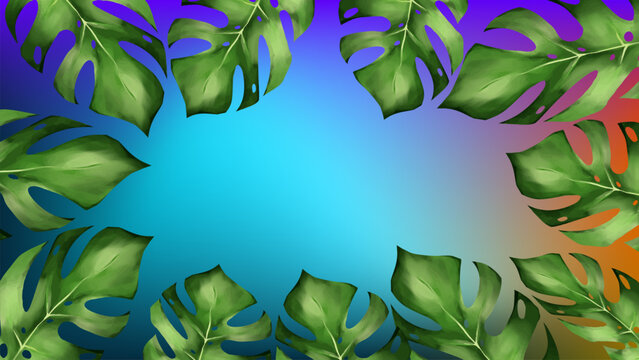 abstract background with tropical leaves