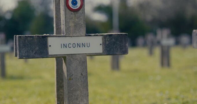 World War I Cemetery, Rows of Crosses, Unknown Soldier Tombstone, French Army Graveyard, European Soldiers War Memorial, Fallen Soldiers, War and Casualties, Honor our Soldiers