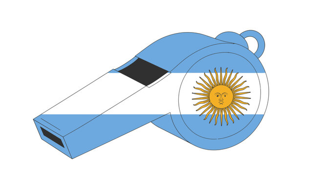 Argentina Flag Whistle, Referee or Coach Tool, Isolated on White Background