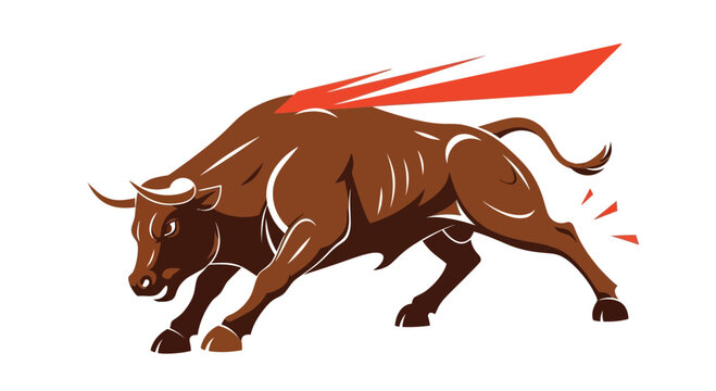 Aggressive Bull Charging Forward