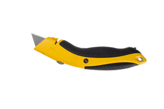 Segmented blade or snap-off blade utility knife isolated on white background.