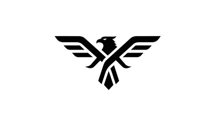 Fototapeta premium Stylized bird logo with wings spread wide.
