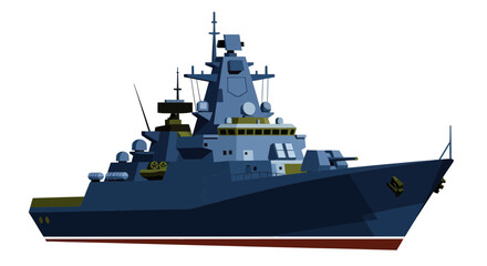 Modern Navy Warship Silhouette Illustration - Military Vessel © gan