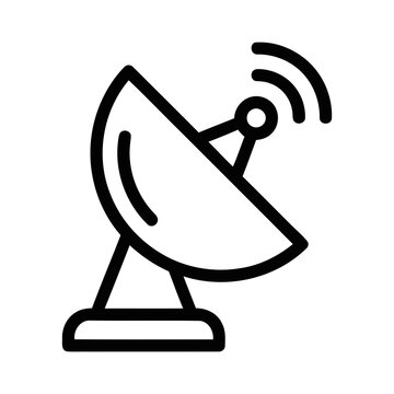 Simple Line Art Satellite Dish Antenna Receiving Signal Icon Symbol