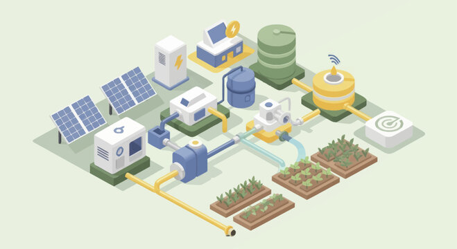 Sustainable Farm Energy System with Solar and Biogas.