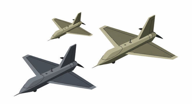 Three Stealth Fighter Jets Flying in Formation.