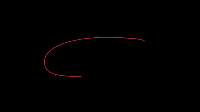 animated video of drawing   brush. red hand drawn ellipse highlight  for marking, highlighter, and design elements. 4K animation