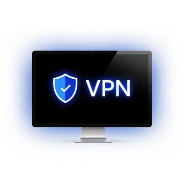 Digital privacy and security concept with vpn shield on computer screen
