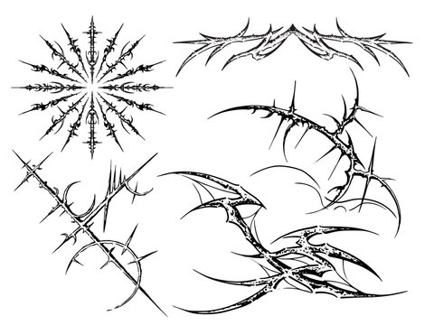 Bundle of neo tribal element illustrations, sigilism art dark art illustrations