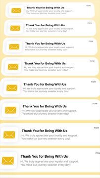 Thank You for Being With Us notifications appear in a smooth animated display. Ideal for customer appreciation, loyalty programs, digital marketing, app UI/UX, and positive business communication.