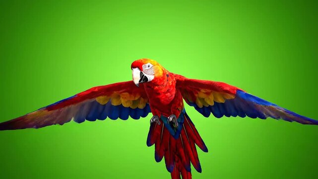 Colorful parrot in flight for cinematic landscapes and wilderness exploration