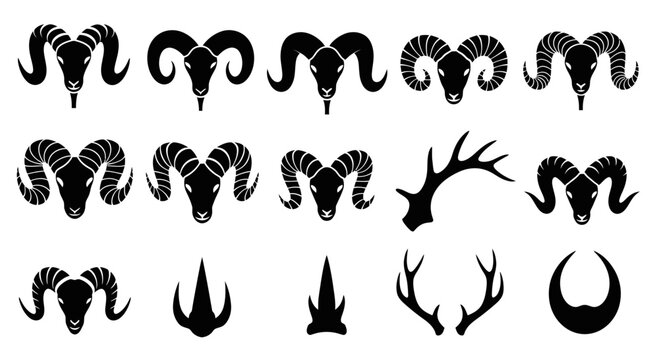 Ram Horns Silhouette Collection - Vector Icons