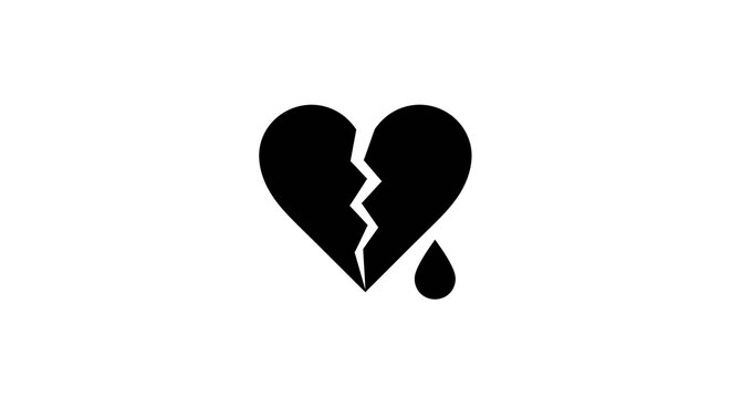 Symbolic representation of a broken heart with a single teardrop falling, illustrating pain and sorrow