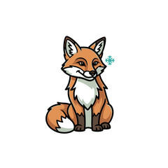 Obraz premium cute red fox sitting on white background isolated illustration