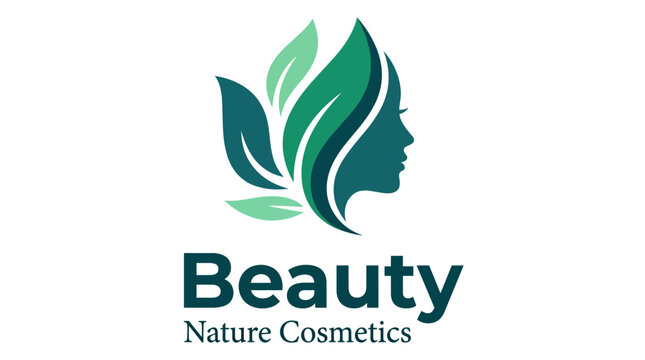 An elegant logo for a beauty brand featuring natural elements like leaves, creatively integrated into a profile, highlighting the connection between nature and beauty.