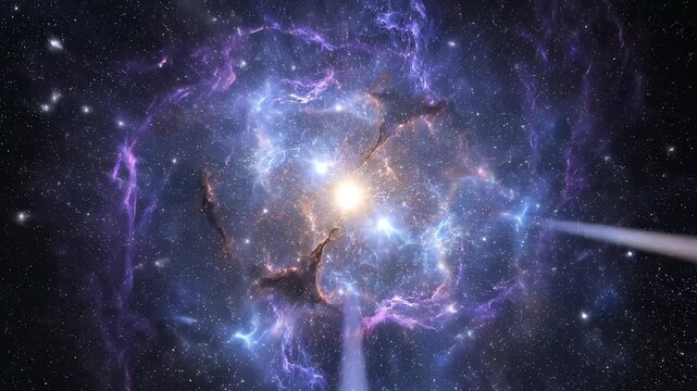 Cosmic explosion in space representing futuristic concepts and abstract thought