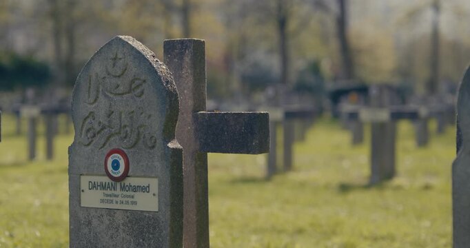 World War I Cemetery, Rows of Crosses, French Army Graveyard, European Soldiers War Memorial, Fallen Soldiers, War and Casualties, Honor our Soldiers