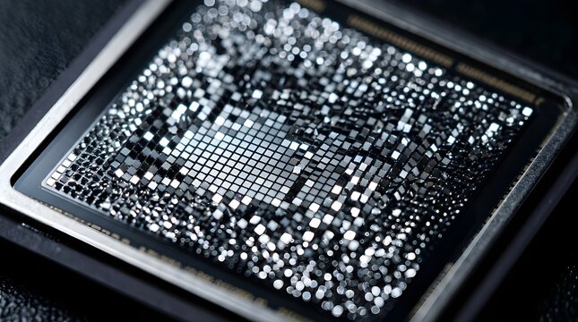 DLP Projector DMD Chip Micro-Mirrors &mdash; Shimmering Tile Pattern Cool LED Macro