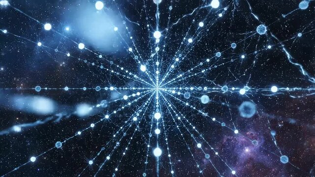 Abstract network in space highlighting artificial intelligence and digital evolution