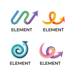 Obraz premium This image showcases four distinct colorful logos, each representing abstract shapes and dynamic elements suitable for branding or design projects in various industries.