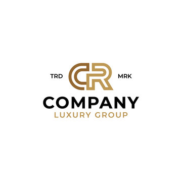 This image showcases a modern and luxurious logo design featuring the initials 'CR' in gold, perfect for brands wanting to convey sophistication and elegance.