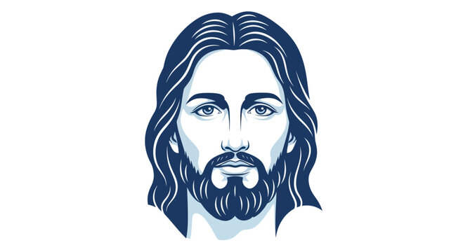 Jesus Christ Portrait Illustration, Religious Iconography, Spiritual Symbolism
