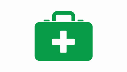 Fototapeta premium A green first aid kit symbol with a white cross, representing emergency medical care and preparedness