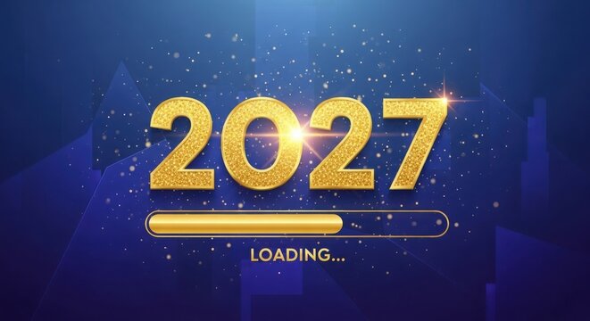 A futuristic loading screen for the year 2027 illustration