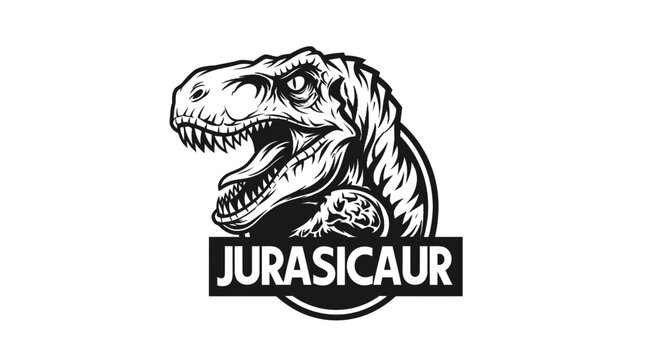 Tyrannosaurus Rex Dinosaur Head Logo Black and White Vector Art