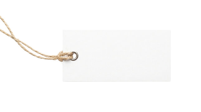 Blank white tag with string isolated on transparent background png