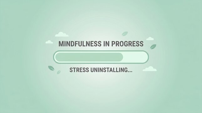 Mindfulness in progress stress uninstalling loading bar mental health illustration