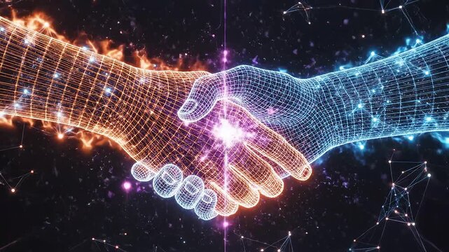 digital hands connection ideal for tech startups and software promos