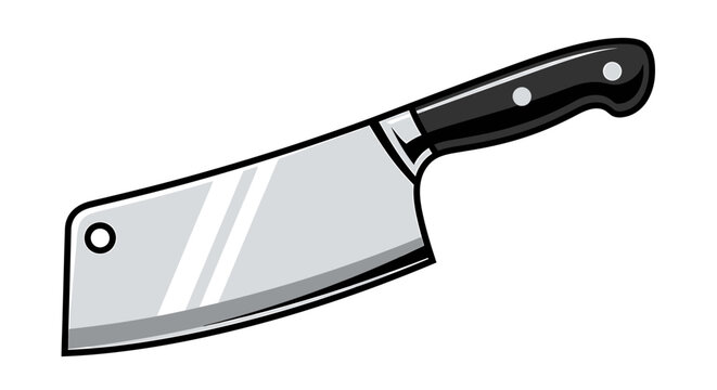 Sharp Kitchen Cleaver Knife with Black Handle.