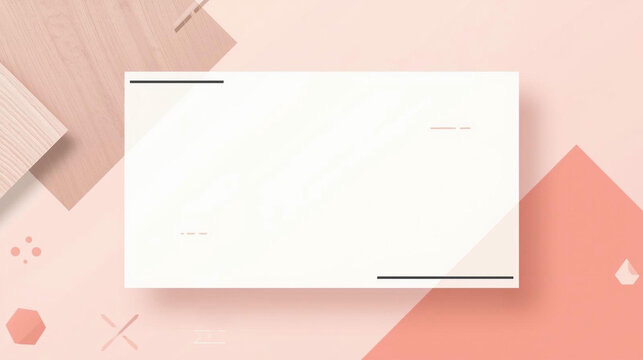 minimalist blank notebook on pink geometric desk background with copy space