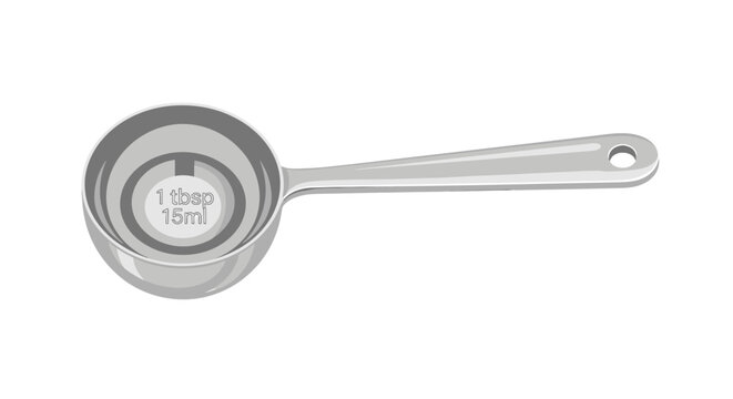 Shiny Stainless Steel Measuring Spoon Isolated on White Background.